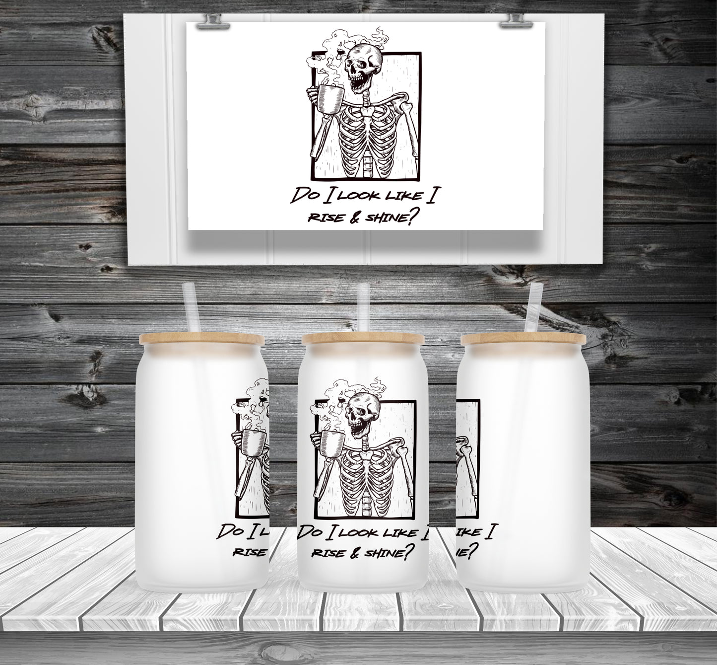 Skeleton Frosted Beer Can Glass