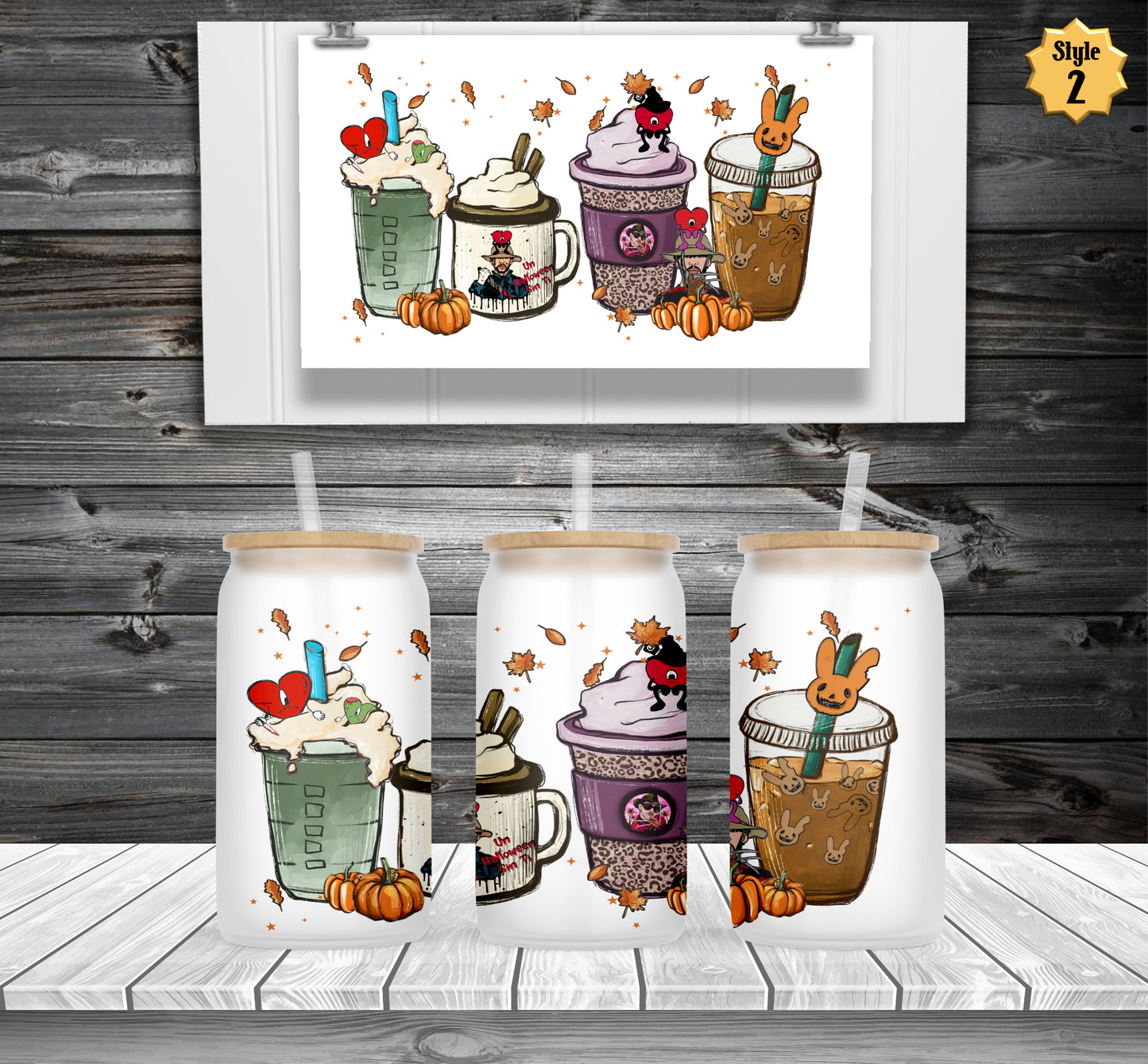 Bad Bunny Horror Frosted Beer Can Glass