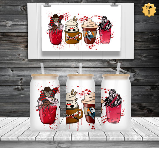 Serial Killers Horror Frosted Beer Can Glass