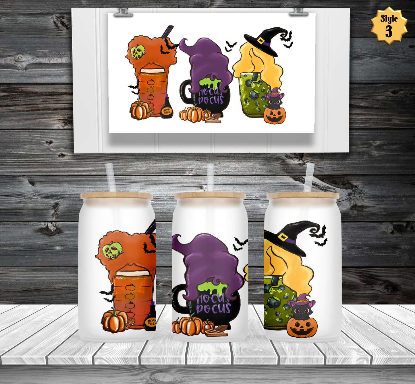 Witches Horror Frosted Beer Can Glass