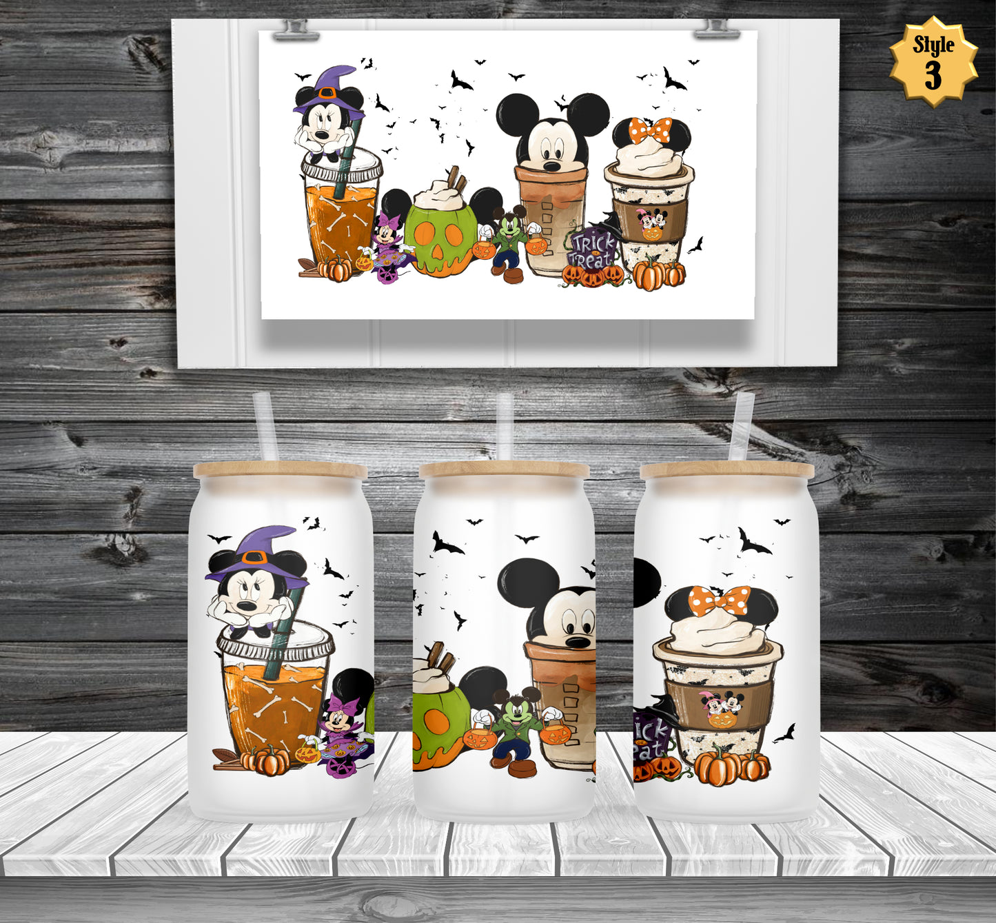 Mickey Horror Frosted Beer Can Glass